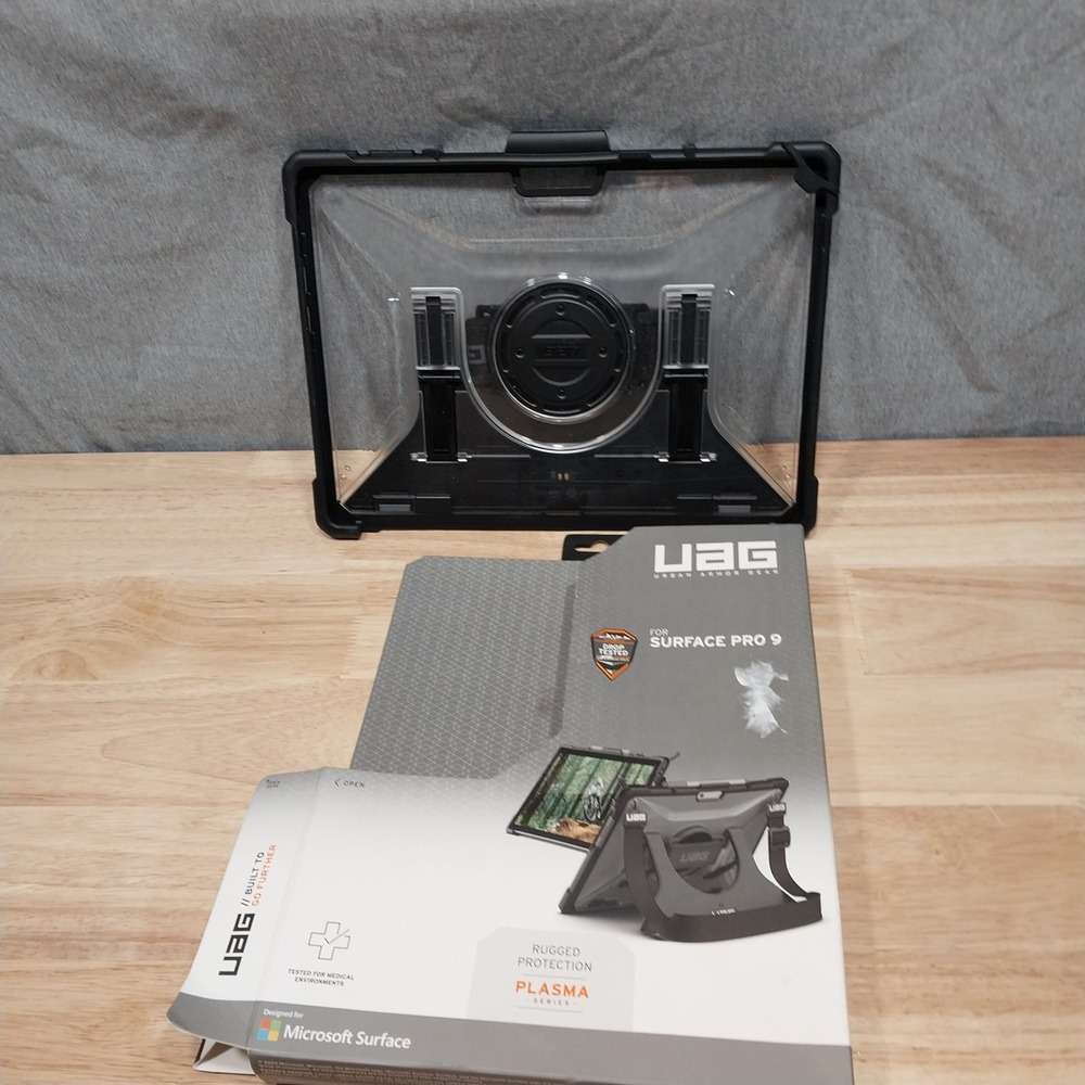 UAG Microsoft Surface Pro 9 Case Plasma Series Rugged Hand Strap Clear Black